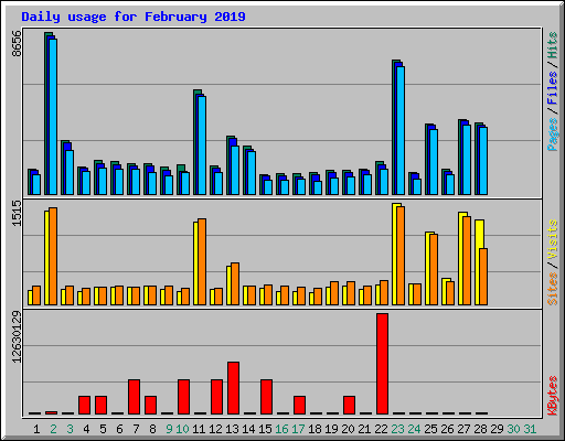 Daily usage for February 2019