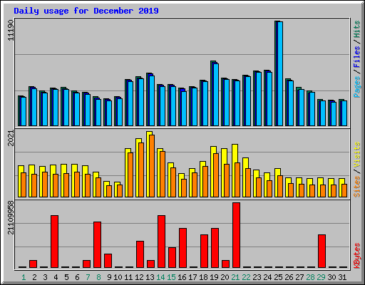 Daily usage for December 2019