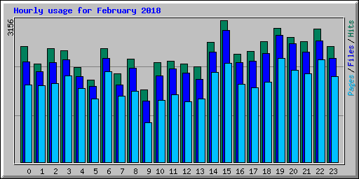 Hourly usage for February 2018