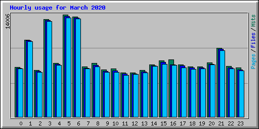 Hourly usage for March 2020